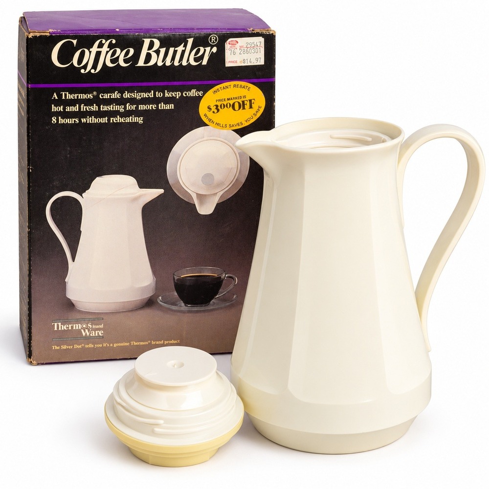 Thermos Coffee Butler Carafe 32oz Cream White Vintage West Germany Excellent